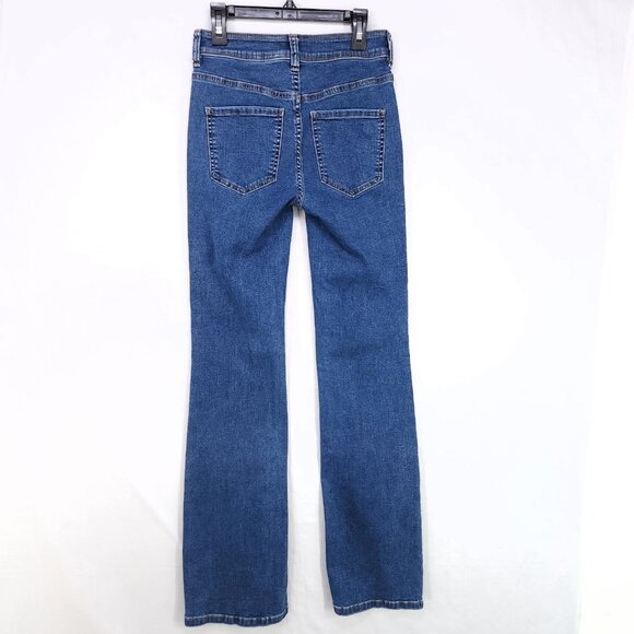 Free People Jeans Womens 25 Blue Denim Bootcut Button Fly Mid Wash - Picture 2 of 13